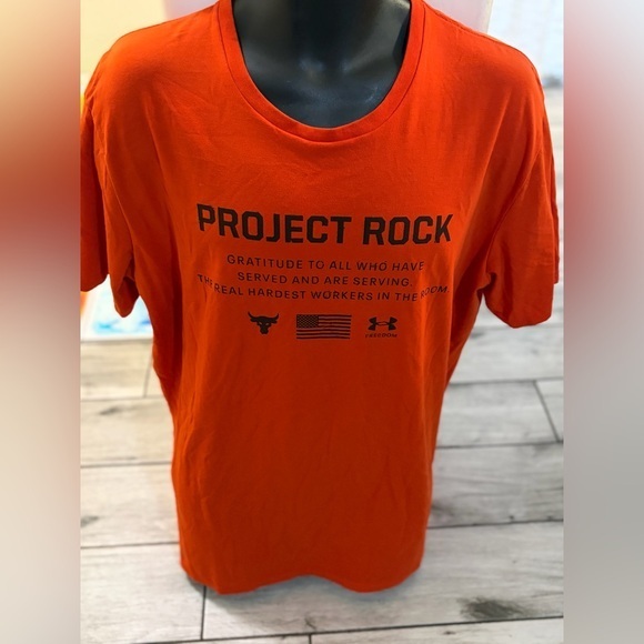 Under Armour Other - Men’s used size XL Veterans Day orange shirt project rock USA Under Arnour UA